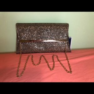 Sparkly Gold Clutch with Chain